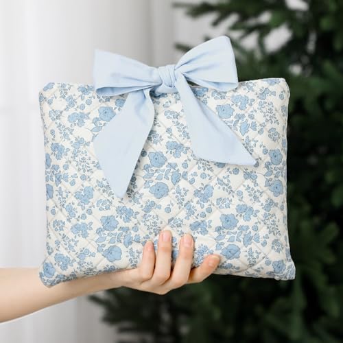 Honoson Quilted Bible Cover Case Book Sleeve,Blue Floral - style: Blue Floral
