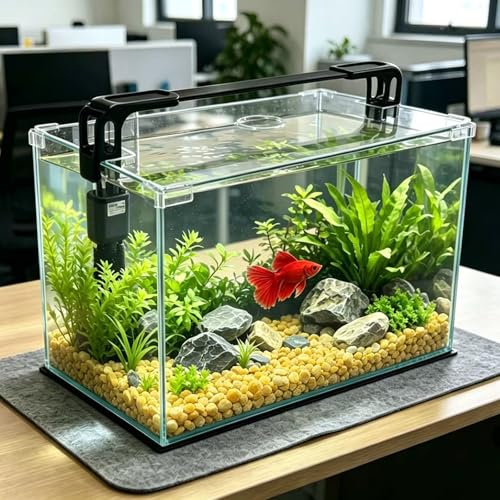 Vimvins 10 Gallon Glass Fish Tank, Easy to Maintain Small Aquarium for Betta/Shrimp and Aquatic Planting. - size: 10 Gallon
