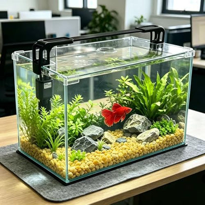 Vimvins 10 Gallon Glass Fish Tank, Easy to Maintain Small Aquarium for Betta/Shrimp and Aquatic Planting. - size: 10 Gallon