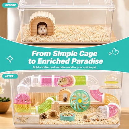 Toyvian Hamster Tunnel Connectors 20 Pcs DIY Cage Tube Rings Flexible Small Animal Habitat Accessories for Hamster Cages Easy Plastic Replacement Parts for Gerbil Mice Enclosures