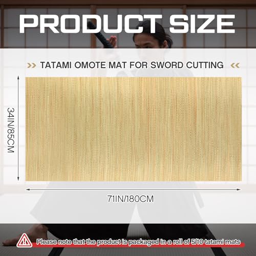 Briwooody Tatami Mat for Sword Cutting 71 x 34 Inch Straw Japanese Tameshigiri Cutting Test Target Exercise for Samurai Katana Martial Art Swords