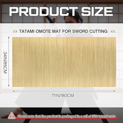 Briwooody Tatami Mat for Sword Cutting 71 x 34 Inch Straw Japanese Tameshigiri Cutting Test Target Exercise for Samurai Katana Martial Art Swords
