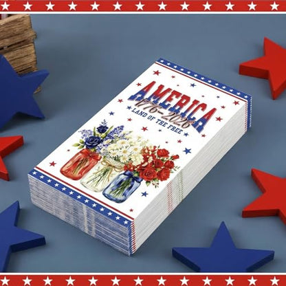 Rakuto 250 Anniversary Napkins Decorations - 100 Pcs America 1976-2026 Red White and Blue Napkins Decorations, 4th of July 250th Anniversary Party Paper Supplies for USA 250th Birthday - style: 250 Anniversary