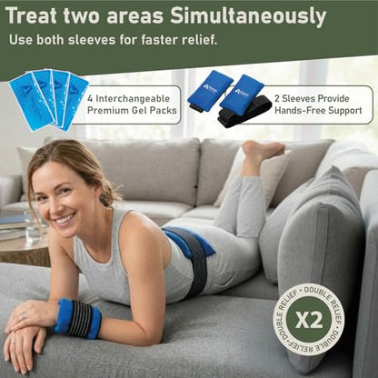 4PK with Straps Flexible Gel Ice Packs for Injuries Reusable - Gel Ice Pack Cold Compress for Knee, Back, Neck, Wrist, Hand, Elbow, Ankle Pain Relief - 9.5" x 4.5" - style: ColdWithStrap