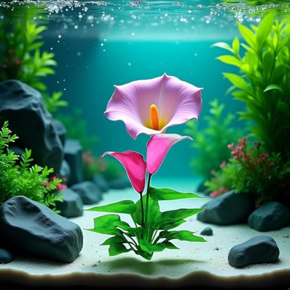 2Pcs Flower Aquarium Decoration Artificial Aquatic Plant Waterweed Craft Silk Plastic Plants ,Artificial Fish Tank Decorations,Used for Household and Office Simulation Hydroponic ,Aquarium Plants