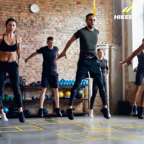 Hikeen Agility Ladder - Speed Ladder for Football, Basketball - Durable Rubber Training Ladder for Footwork with Carry Bag, Portable & Non-Slip Agility Football Training Equipment - style: Yellow