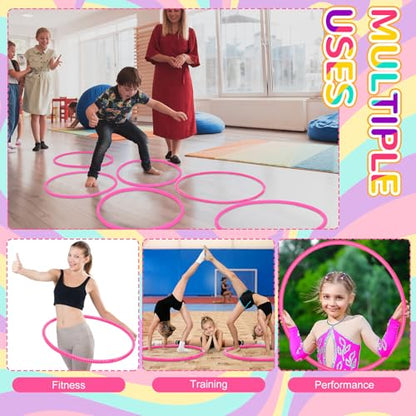 Poen 2 Pcs Detachable Hoop and Jump Rope Set Include 7.3 Ft Skipping Rope and 23 Inch Adjustable Exercise Hoop Gymnastic Fitness Exercise Gift Equipment - color: Rose Pink
