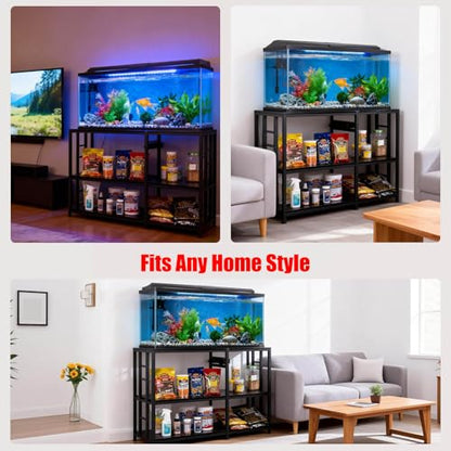 GCCSJ 36" Modern Black Aquarium Stand for 40-50 Gallon Fish Tanks, Adjustable Storage and Outlets, 750lb Capacity Furniture Cabinet, Quick 30-Min Assembly