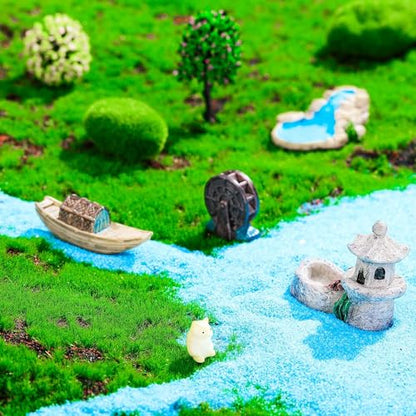 Mini Fairy Garden Accessories Kit, Micro Landscape Decoration Pond Bridge Ornaments, Miniature Figurines for Potted Plant Bonsai Terrarium Decor Mountain Water(ZS204)