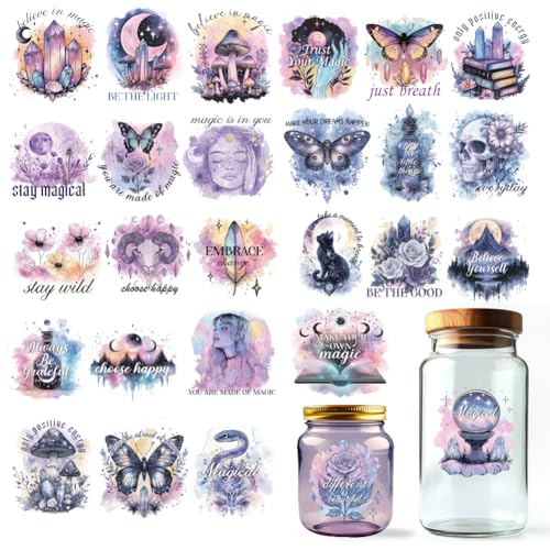 30 Pcs Magic UV DTF Cup Wraps, 10 Sheets Dreamy Watercolor Decals Cartoon Rub on Decals Waterproof Transfer Stickers for Glass Cups Wood Crafts - style: Dreamy Watercolor