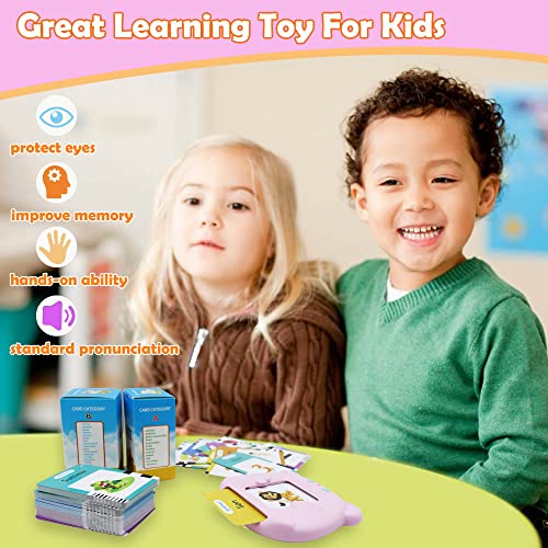 MAYAPHILOS 510 Words Alphabet Talking Flash Cards for 3-8 Years Toddlers, Educational Learning Interactive Toy for Boys Girls Kids Birthday Gifts, Preschool Montessori Speech Therapy Autism Toys Pink - size: 510 Words English (Pink)