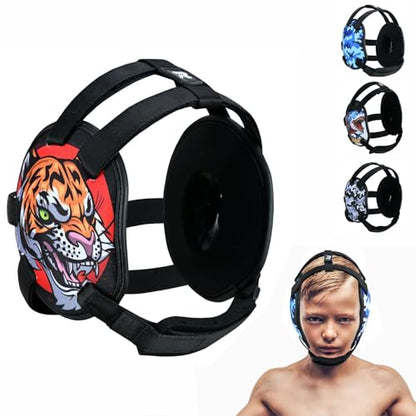 ROAR-INT Kid's Ear Guard BJJ Grappling Head Guard Adjustable Wrestling Headgear for Boys and Girls Earguard MMA Jiu Jitsu (Tiger) - color: Tiger