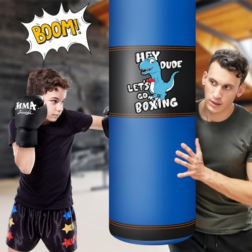 YORWHIN Punching Bag for Kids, 2.7FT Hanging Boxing Bag with Boxing Gloves, Kids Boxing Set Kickboxing Bag for Youth Boxing Karate Muay Thai Kick Taekwondo Training - style: Dinosaurs