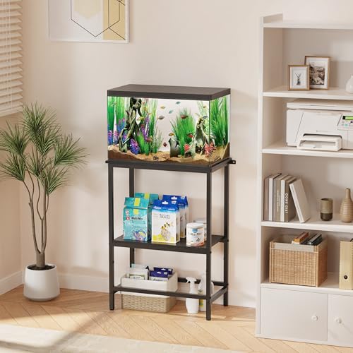 5 & 10 Gallon Fish Tank Stand for Standard Tanks | Fits 5 &10 Gal Standard Tanks for Aquarium, Reptile Terrarium & Turtle Tank, 21.2"L x 11.8"W One-Piece Wooden Tabletop, Black - size: 10 Gallon