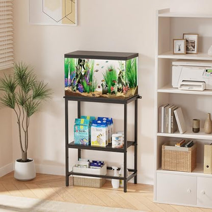 5 & 10 Gallon Fish Tank Stand for Standard Tanks | Fits 5 &10 Gal Standard Tanks for Aquarium, Reptile Terrarium & Turtle Tank, 21.2"L x 11.8"W One-Piece Wooden Tabletop, Black - size: 10 Gallon