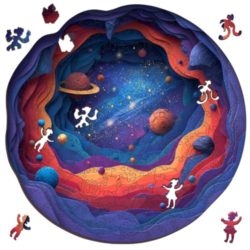 MEATRN 500 Pieces Puzzles for Adults - Solar System Planets Wooden Jigsaw Puzzles, Educational Toys for Adults and Teens, Stress Relief Wood Puzzles Game, Wall Decoration, 16.5x16.4 in - color: Space Dark Blue, size: Large