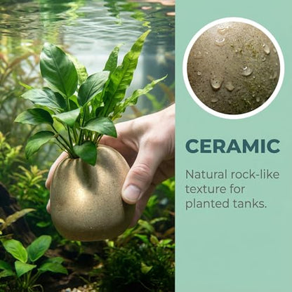 7 Pcs Ceramic Aquarium Plant Pots, Fish Tank Plant Holder Cups | Ceramic Planters For Aquarium Plants, Fish Tank Decoration, Live Plant Cultivation And Aquatic Landscaping