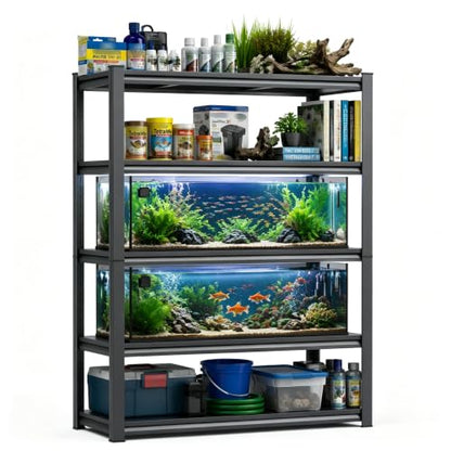 Aquarium Stand 2000 LBS Fish Tank Stand Heavy Duty Adjustable Shelf | Heavy duty metal storage shelving with adjustable tiers for turtle tanks, reptile terrariums and pet supply organization - size: 5-TIER 63"H×39.4"W×13.8"D