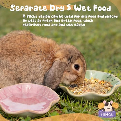 2 Pcs Hamster Food Bowl Ceramic Food Water Feeding Dish for Hamster Guinea Pig Hedgehog Gerbil Dwarf Rat Mice Chinchilla Sugar Glider(Lotus Leaf) - style: Lotus Leaf