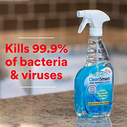 CleanSmart Daily Surface Cleaner and Pet-Safe Disinfectant, Kills 99.9% of Viruses, Bacteria, 23 ounce Bottle (Pack of 2) - size: 23 Fl Oz (Pack of 2)