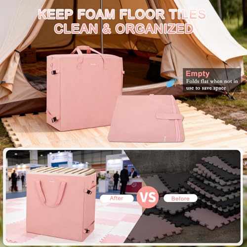 Foam Mat Storage Bag for 24" Interlocking EVA Foam Mats, Portable Carry Bag | Fits Foam Floor Tiles, Holds 20–25 Mats for Trade Shows & Exercise with Side Buckles & Adjustable Shoulder Strap, Bag Only