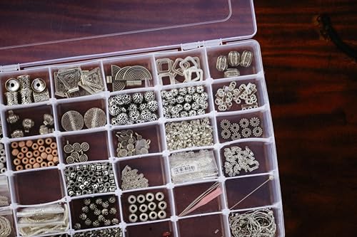 Xiaoyztan 8-Bin Clear Plastic Organizer with Adjustable Dividers 7.3x4.9in | 8-grid clear organizer with adjustable dividers for jewelry, beads, tackle, and crafts - size: 7.9x4.9x1.65 in