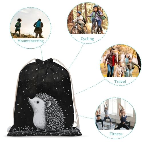 Hedgehog Drawstring Backpack Canvas String Bag Lightweight Sports Gym Bag for Men Women - color: Color-5