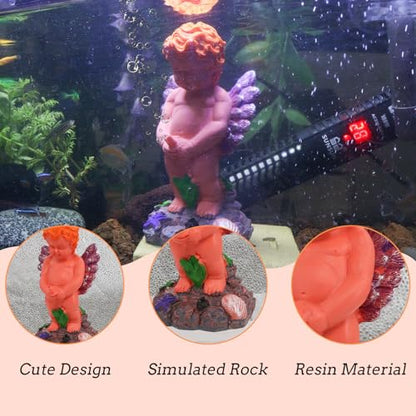 WishLotus Mini Volcano Aquarium Bubbler Decorations, Resin Fish Tank Decorations with Bubble Stone (Angel)