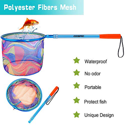 Kids Fishing Net - Telescoping Bait, Minnow, and Butterfly Net With 11.4" Depth, Handle Extends to 30" for Easy Catch and Release - color: blue 1pack