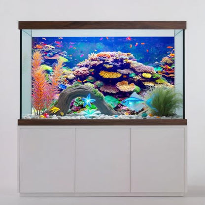 48X18 Inch Underwater World Aquarium Backdrop - Vibrant Coral Reef Tropical Fish Tank Background Vinyl Ocean Theme Decor - size: 48X18in