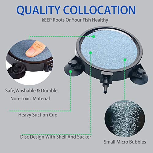 PINVNBY 4.2-Inch Air Stone Disc Bubble Diffuser with Suction Cups for Oxygenation in Fresh/Saltwater Tanks, Ponds, Hydroponic, Aquaponics, and as a Decorative Airstone for Aquariums - size: 2 PCS