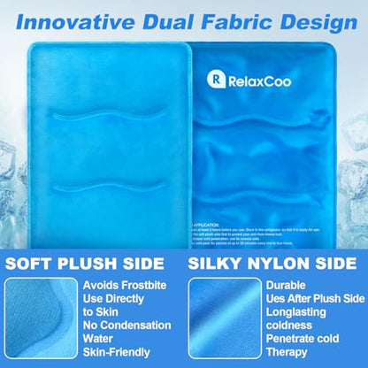 RelaxCoo Large Flexible Ice Pack for Injuries Reusable Gel, 11x14.5 Inches, Cold Compress for Hip, Shoulder, Knee, Back Pain, Swelling, Bruises, Surgery - style: BLUE