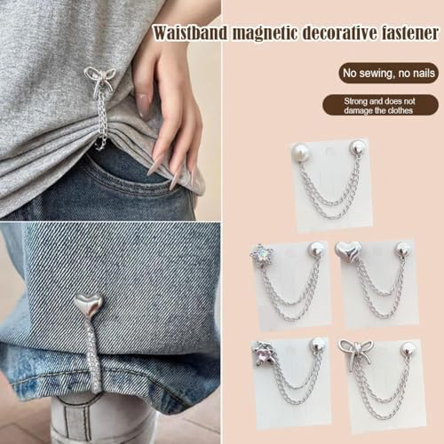Magnet Clothing Pins, Strong Alloy Fastening, Adjustable Chain Design, Multi-Function Magnetic Clothing Clips,Pinless Brooch Chain Magnetic Buttons,for Hijab, Loose T-Shirt Hems, Sleeves, Pants Hems - color: style3, size: One size