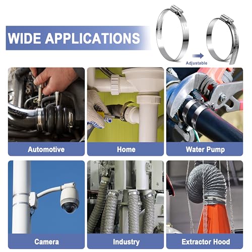 12Pack 4 inch Hose Clamps,Stainless Steel Large Hose Clamp Adjustable | from 3-3/4"-4-5/16"/95-110mm,Metal Worm Gear Duct Clamp for Dryer Vent Hose,Fuel Line,Plumbing,Automotive,Exhaust,Radiator - size: 4 inch (3-3/4" - 4-5/16")