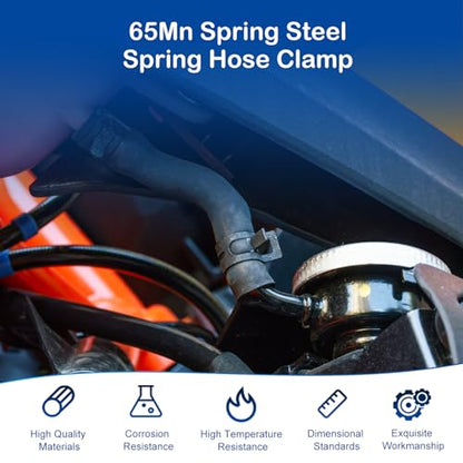 105Pcs 6-25mm Spring Hose Clamp Assortment Kit with Hose Clamp Pliers | 15 Sizes Spring Hose Clip Fuel Line Silicone Vacuum Hose Pipe Clamp, Air Hose Tube Water Pipe Fasteners - size: 6-25mm