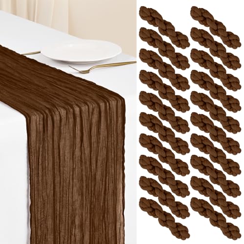 Showgeous 20 Pack Brown Cheesecloth Table Runner, 17 x 108 Inches - color: Brown, size: 20 Pack