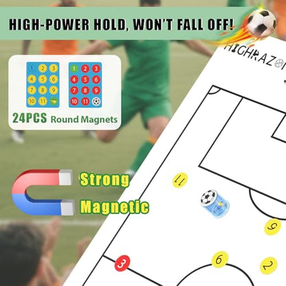Magnetic Soccer Coaches Clipboard, White Double-Sided Dry Erase Coach Board, Tactics Whiteboard with Color Magnetic Sticker and 2 Markers for Coaches Gift - style: Soccer-B