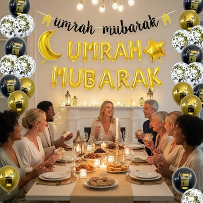 20Pcs Umrah Mubarak Decorations, Eid Mubarak Decorations Suitable for Religious Events and Home Decor