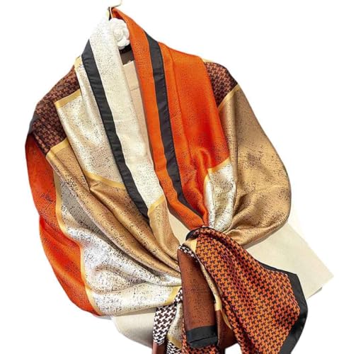 Xyueanlo Scarfs for Women Lightweight Scarves Fashion Print Floral Pattern Head Scarf Wraps Shawls - color: Orange Black