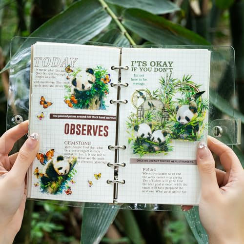 Yoksas 40Pcs Holographic Shiny Kawaii Panda Stickers - Waterproof Transparent Glitter Cute Panda Stickers for Scrapbooking,Water Bottles,Journals - color: Shiny Panda