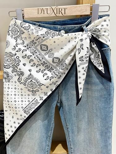 Triangle Shawls Scarf Head Hair Neck For Women Scarves Fashion Silk Feeling Lady Lightweight 51 * 23.6inch - color: K15-white Background With Black Pattern（51*23.6inch）