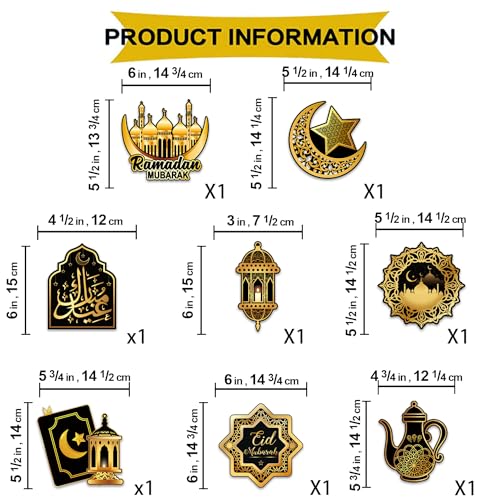 2 in 1 Ramadan nd Eid Decorations, NO-DIY Ramadan Mubarak Decorations Includes Ramadan Eid Banner and Ramadan Decorations Hanging Swirls, Eid Mubarak Decorations Ramadan Decorations for Home