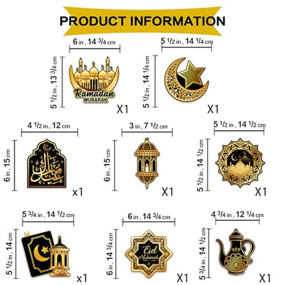 2 in 1 Ramadan nd Eid Decorations, NO-DIY Ramadan Mubarak Decorations Includes Ramadan Eid Banner and Ramadan Decorations Hanging Swirls, Eid Mubarak Decorations Ramadan Decorations for Home
