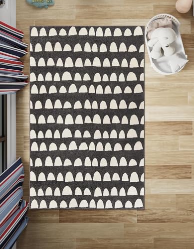 Rugs.com - Whimsy Kids Rug – 2' 2 x 3' 1 Dark Gray Easy-Clean Rug – Modern Abstract Arch Pattern for Entryway, Kitchen, and Bathroom - color: Dark Gray, size: 2'2" x 3'1" (Rectangular)
