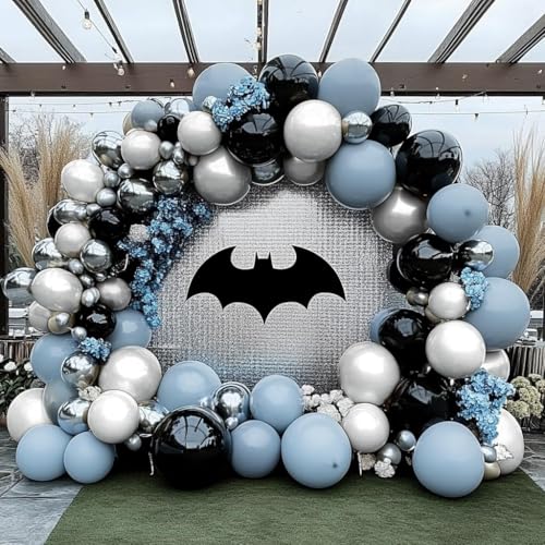 Dusty Blue Balloons Double Stuffed Blue Balloon Garland Arch Kit Different Sizes 18In 12In 5In Latex For Birthday Baby Shower Gender Reveal Neutral Party - color: Double Stuffed Dusty Blue