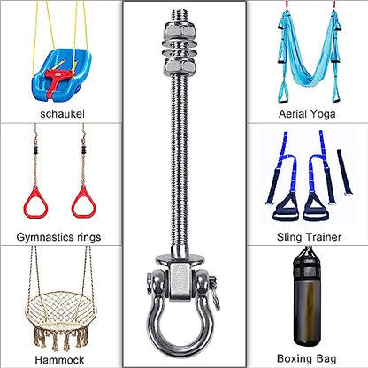 BeneLabel Heavy Duty Swing Hangers with Bearings - Set of 4 Stainless Steel 304 Hardware for Wood & Metal Beams - Ideal for Hanging Hammocks, Yoga Swings, Porch Swing - 1500LB Capacity - 7" x M2/5" - color: 4 pack - 7"