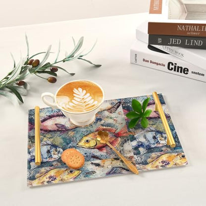 Retro Fish Decorative Trays Drawer Organizer Tray Desk Drawer Organizer for Bedroom