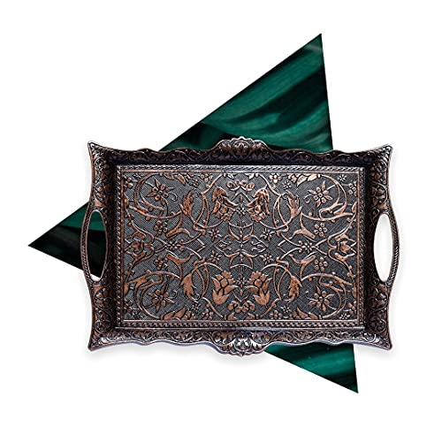 Alisveristime Big Square Zamac Serving Tray, 14.5 x 9.85 in (Copper) - color: Brown