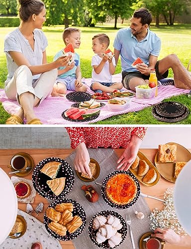 Nkaiso 141Pcs Black Rose Gold Paper Plates and Napkins Party Supplies for20 - color: Black and Rose Gold