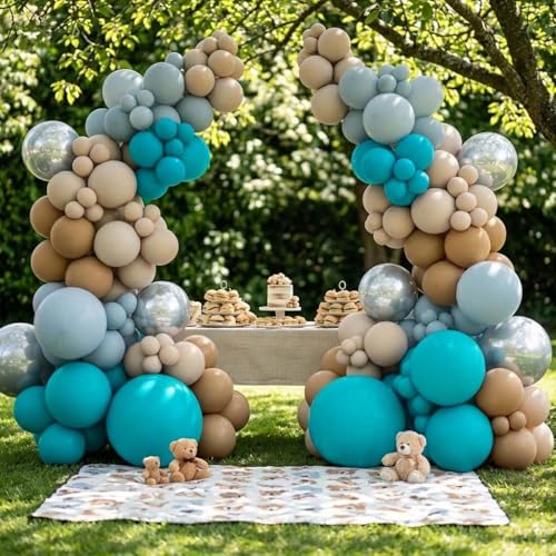 Teal Balloons Turquiose Double Stuffed Balloon Garland Arch Kit Latex Different Sizes For Birthday Baby Shower Dolphin Mermaid Engagement Anniverasry Party Decoration | Turquiose Teal Blue Balloon Garland Kit For Birthday Baby Shower Dolphin Engagement An